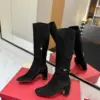 Valentino Women Black Suede Mid Heel Boots product view 6