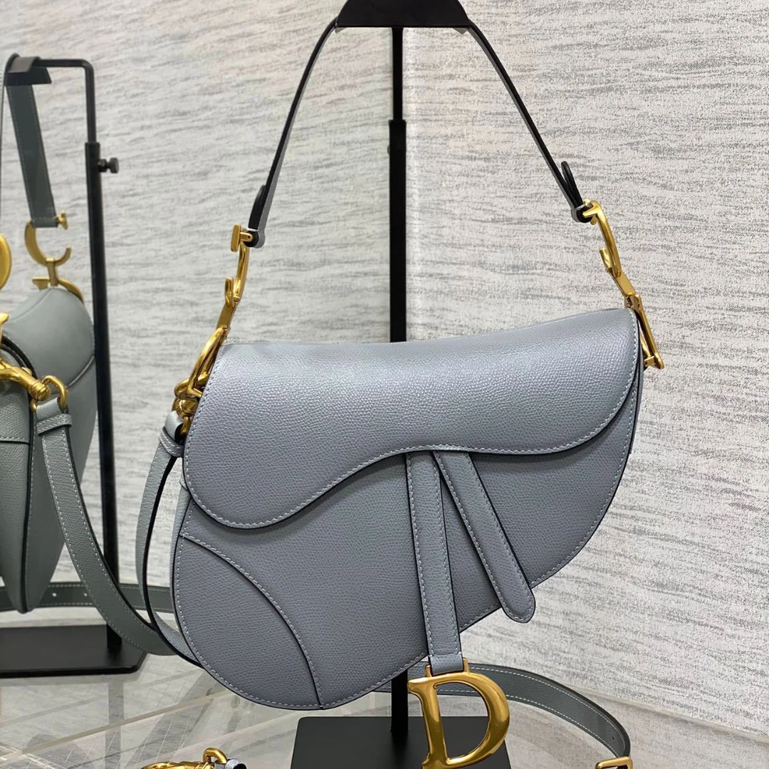 Dior Saddle Bag in Deep Grey-Blue Gold Hardware product view 1