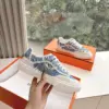 Hermès Women Light Blue Canvas And White Sneakers product view 4