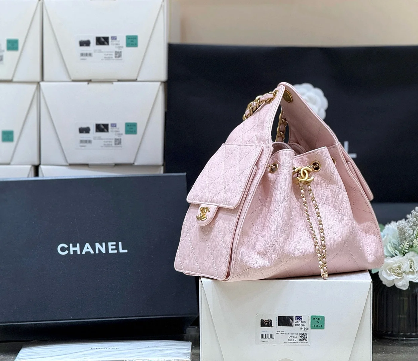 Chanel 25 Handbag In Pastel Pink With Gold Hardware product view 2
