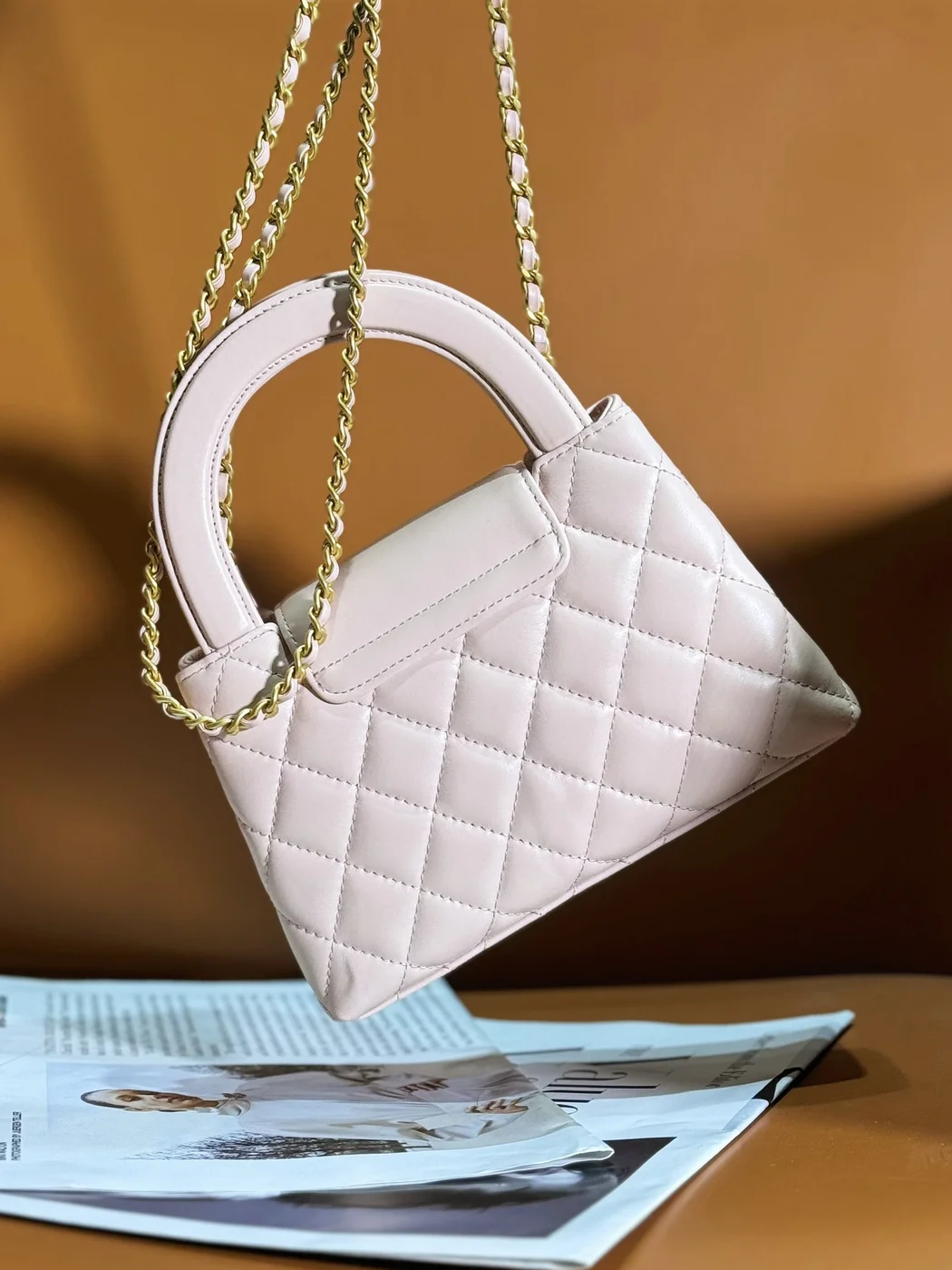 Chanel Lambskin Mini Kelly Chain Bag Light Pink product view 5
