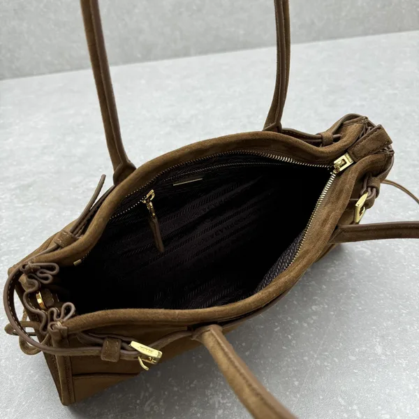 Prada Bonnie medium suede handbag for Women product view 4
