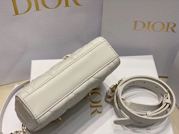 Dior Cannage Mini Top-Handle Bag White, 16.5 x 6 x 10 cm product view 5