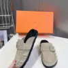 Hermès Women Suede Buckle Mules — Taupe product view 3