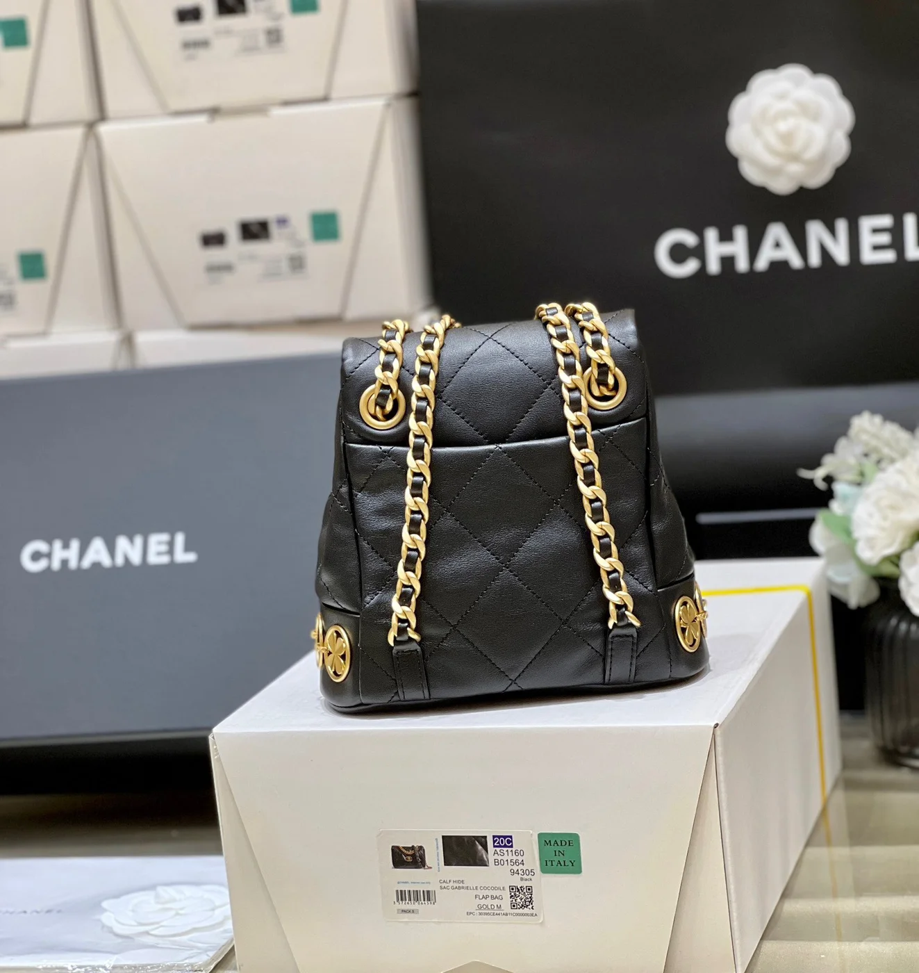 Chanel Charm Backpack Black Smooth Leather 18x18x8cm product view 6
