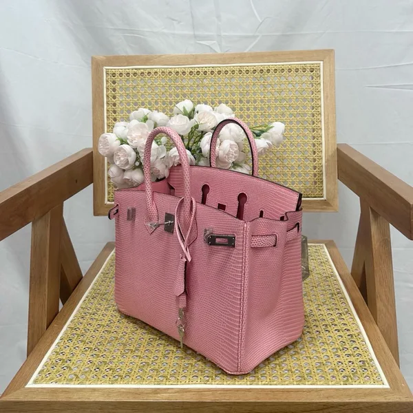 Hermès Birkin 25 cm Sakura Pink Lizard Leather Silver Hardware Bag product view 4