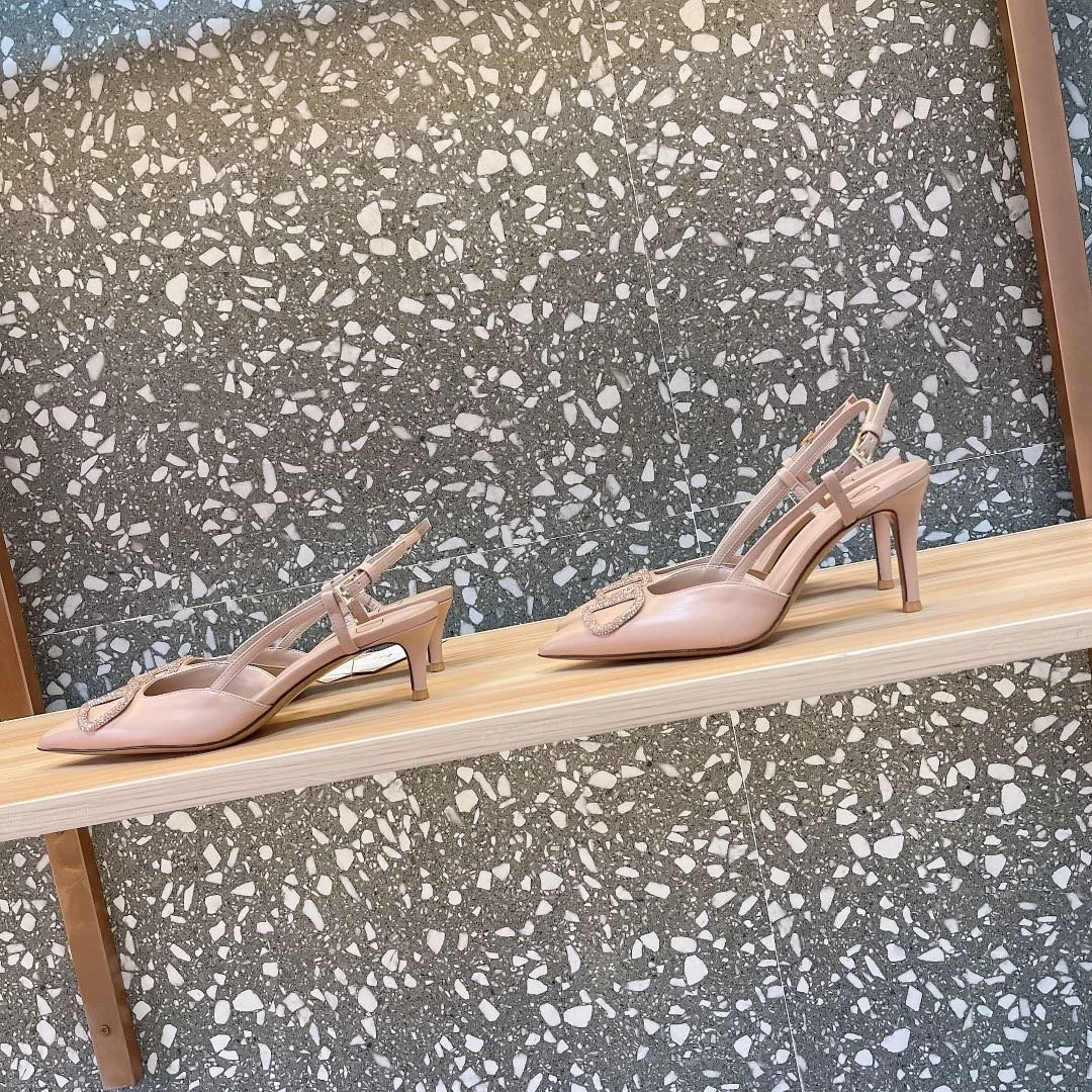 Valentino Women Beige Leather Slingback Pumps product view 3