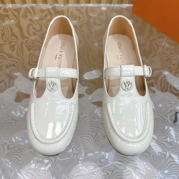 Louis Vuitton Women White Patent Leather Loafers product photo