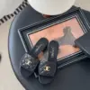 Chanel Women Black Quilted Leather Slides — Chain-Woven CC Detail product view 2