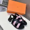 Hermès Women Black Pink Leather Strappy Sandals product view 3