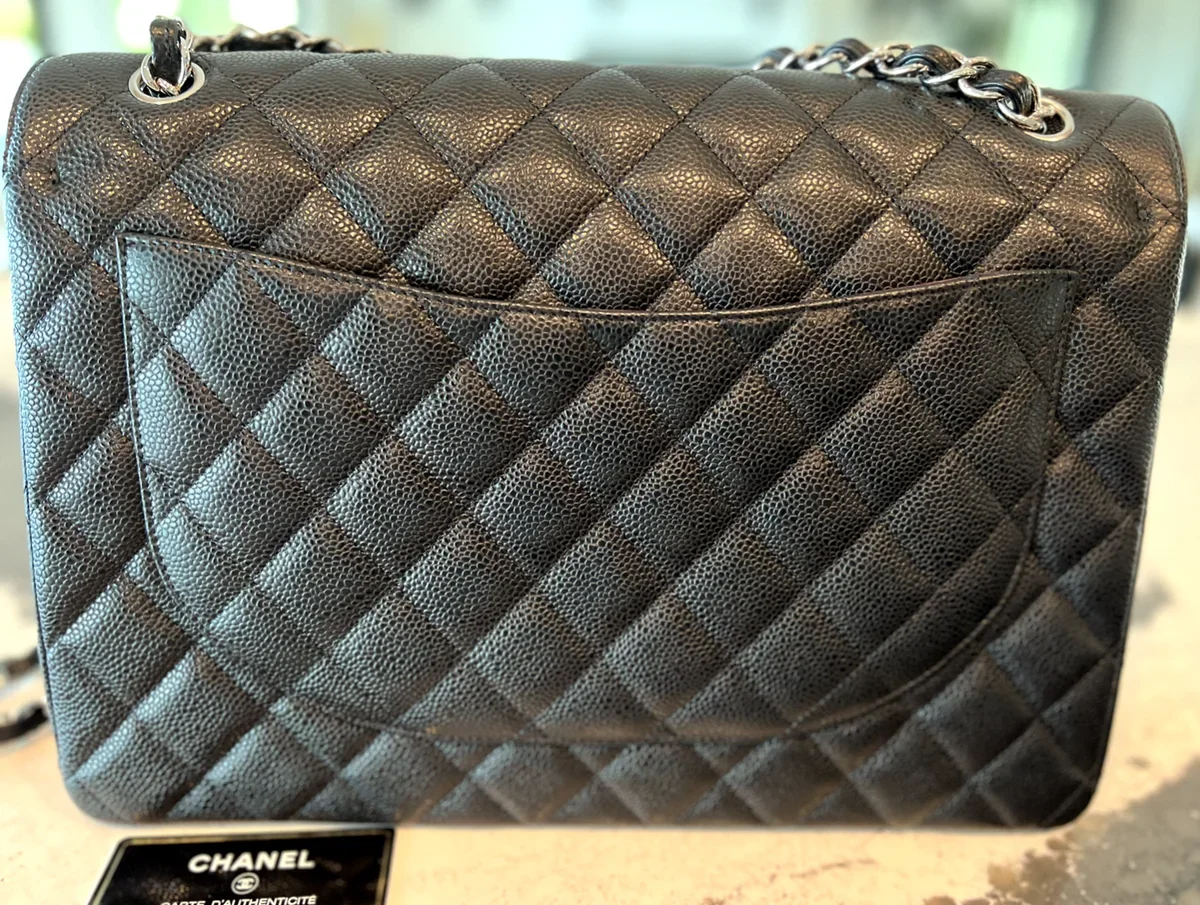 Chanel Maxi Classic Flap Jumbo Black Silver Hardware Bag product view 3