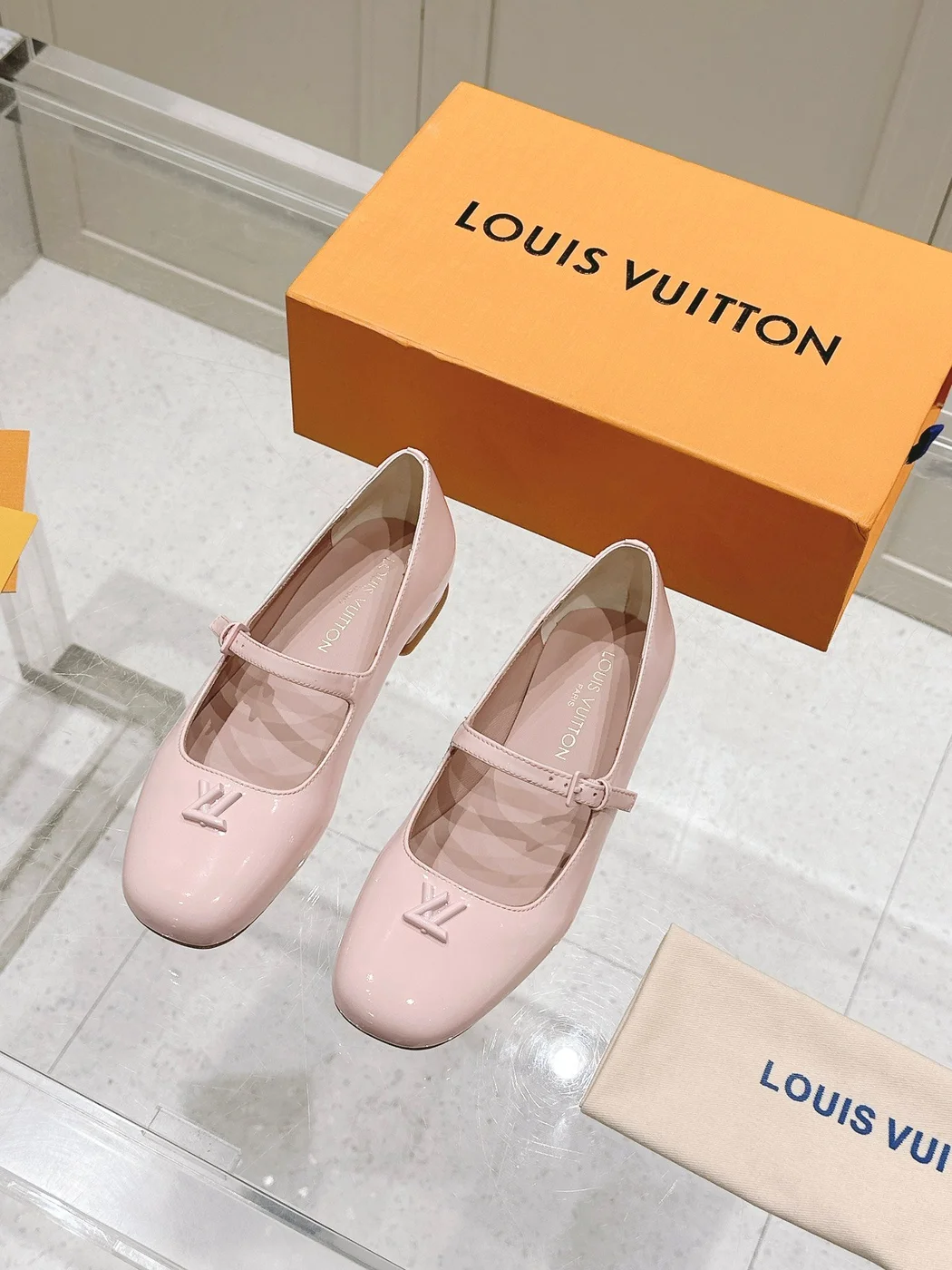 Louis Vuitton Women Light Pink Patent Leather Mary Jane Loafers product view 1