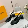 Louis Vuitton Women Black Leather Slingback Heels — Square-Toe Style product view 1