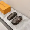 Louis Vuitton Women Brown Leather Monogram Mules — Round Gold-Tone Buckle Detail product view 1
