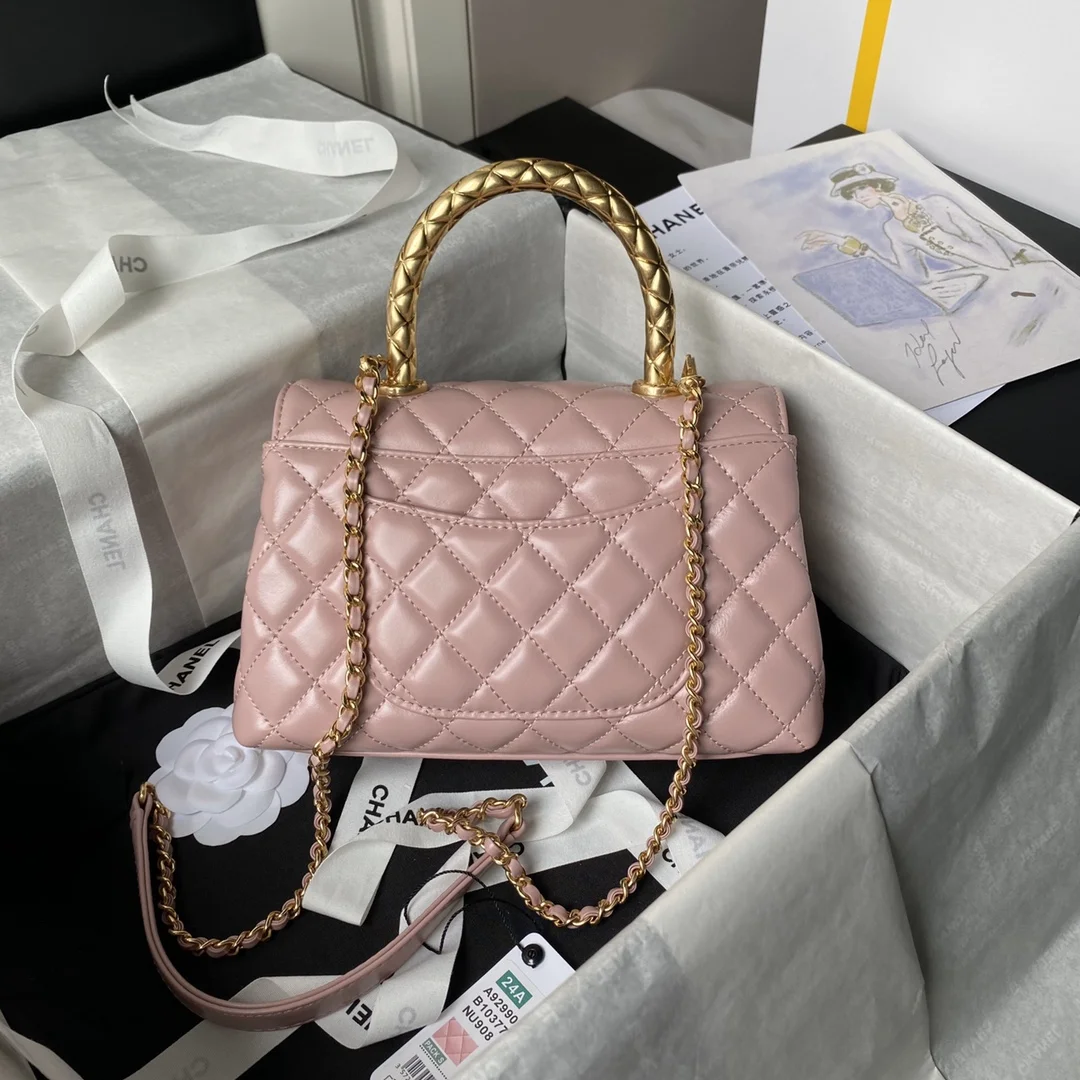 Chanel 22B Small Quilted Top-Handle Flap Bag — Dusty Pink product view 4