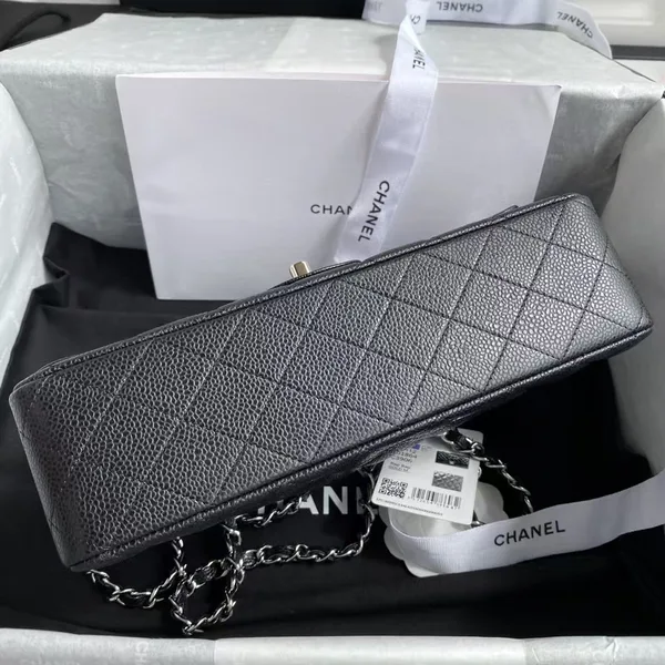Chanel Classic Handbag Black With Silver Lock 25 cm product view 4