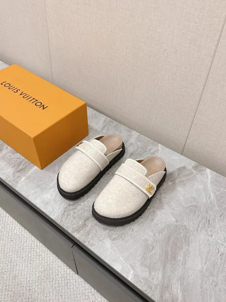 Louis Vuitton Women Beige Wool Mules product photo