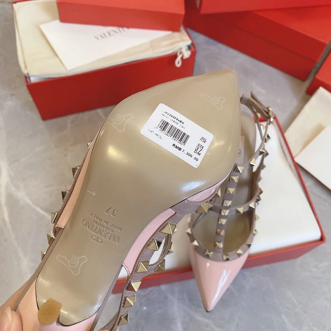 Valentino Women Pink Patent Leather Studded Pumps product view 5