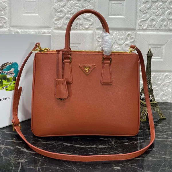 Prada Pra Galleria 32 Bag In Bronze Orange Saffiano Leather product photo
