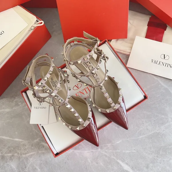 Valentino Women Red Patent Leather Rockstud Flats product photo
