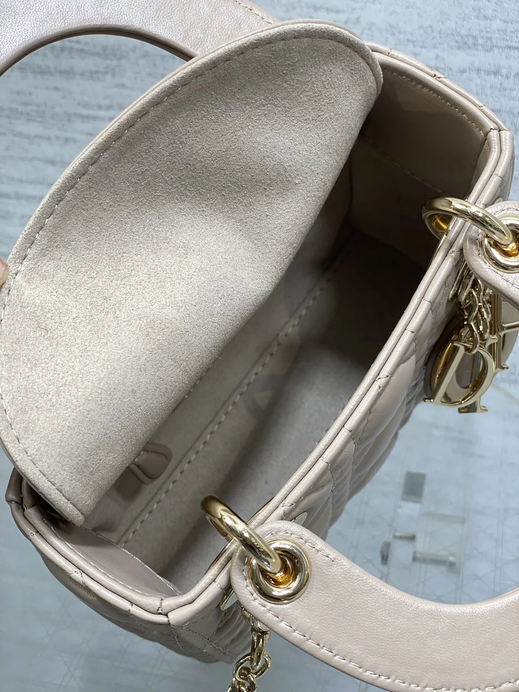Dior Mini Lady Dior Bag in Beige Gold Hardware product view 4