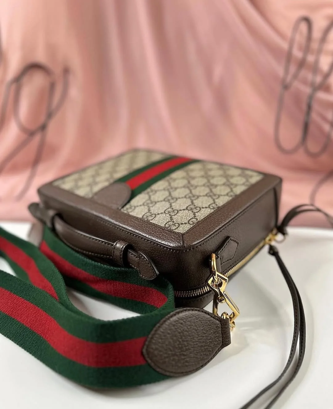 Gucci Brown Small GG Supreme Ophidia Bag product view 5