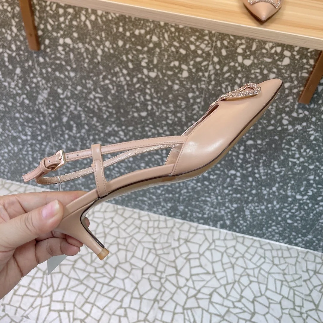 Valentino Women Beige Leather Slingback Pumps product view 2