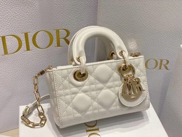Dior Cannage Mini Top-Handle Bag White, 16.5 x 6 x 10 cm product view 2