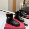 Valentino Women Black Leather Ankle Boots — Low-Heel Chain-Cuff Style product view 1