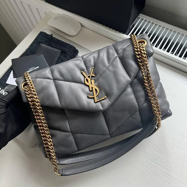 Saint Laurent Small Loulou Puffer shoulder bag in grey product photo