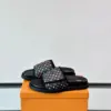 Louis Vuitton Men Black Canvas Multicolor Print Slides product view 3