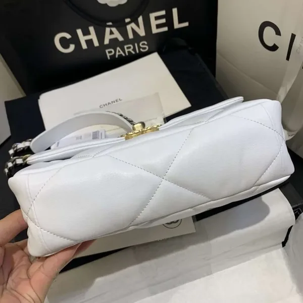 Chanel 19 Flap Medium White Lambskin Bag product view 4