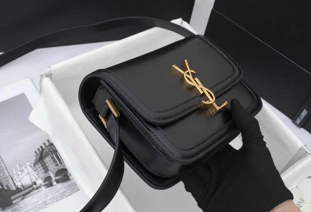 Saint Laurent Solferino Small Leather Satchel Shoulder Bag in Black product view 2