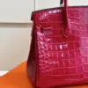 Hermès Birkin 25 Red Crocodile Leather Palladium Hardware Bag product view 4