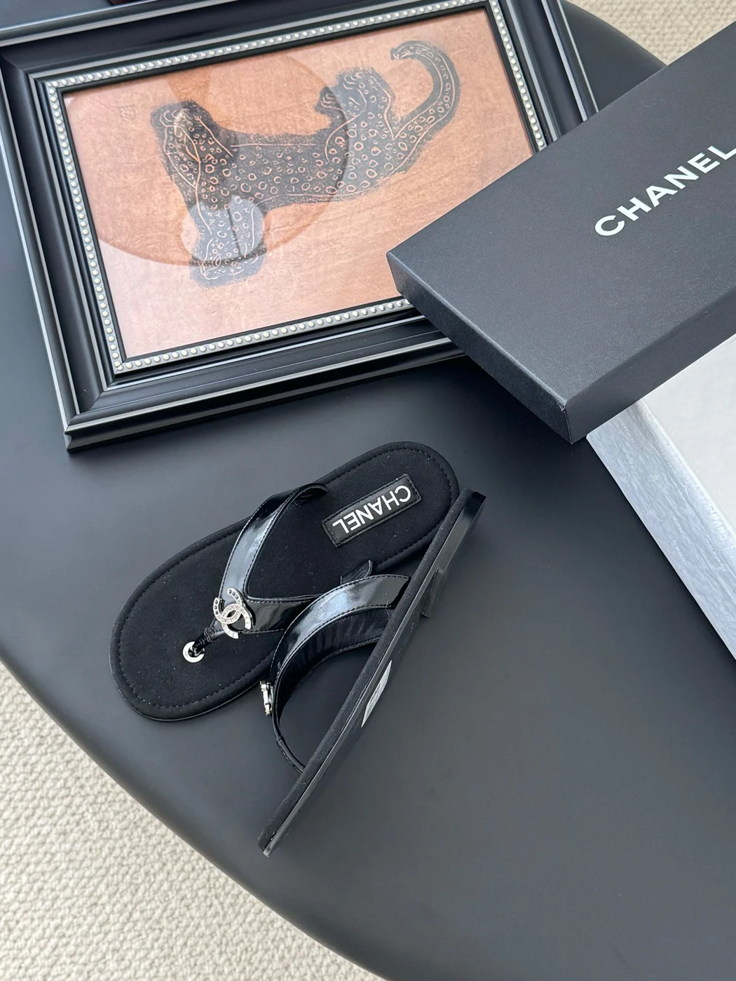 Chanel Women Black Patent Leather Sandals product view 4