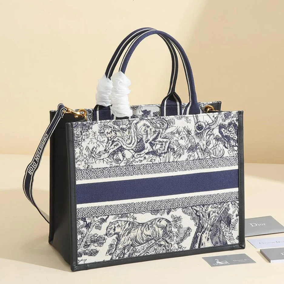 Dior Medium Book Tote — Blue and White Scenic Pattern product view 4
