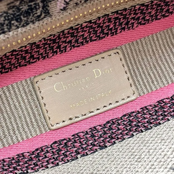 Dior Medium Dioriviera Lady D-Lite Bag — Black and Pink Pattern product view 6