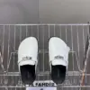 Hermès Women White Leather Mules — Rounded Toe with Black Sole product view 4