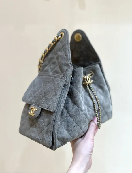 Chanel 25 Handbag In Grey 30 Suede Gold Hardware product view 2