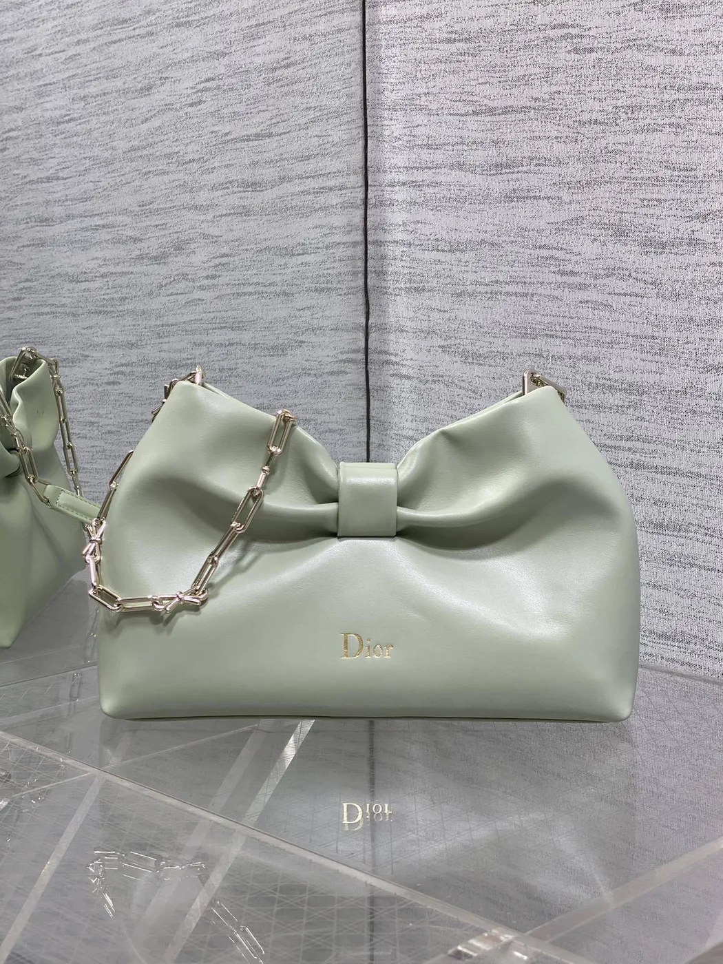 Dior Bow Bag Green Lambskin product view 2