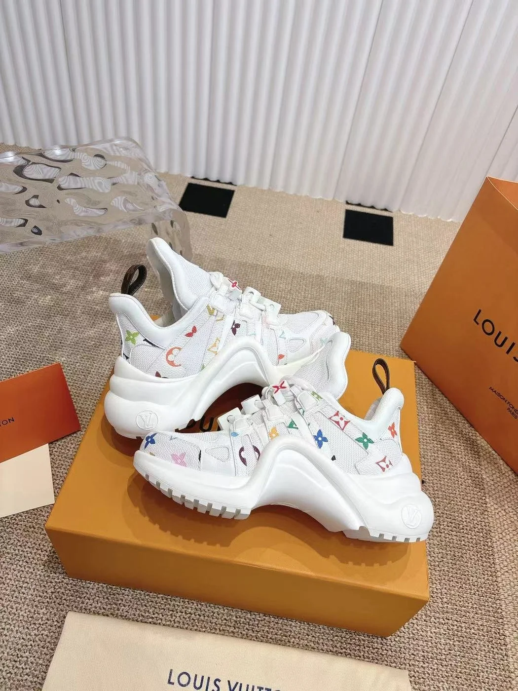Louis Vuitton Women White Mesh Embellished Sneakers product view 6