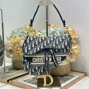 Dior Saddle Bag Blue Oblique with Lettered Panel product photo