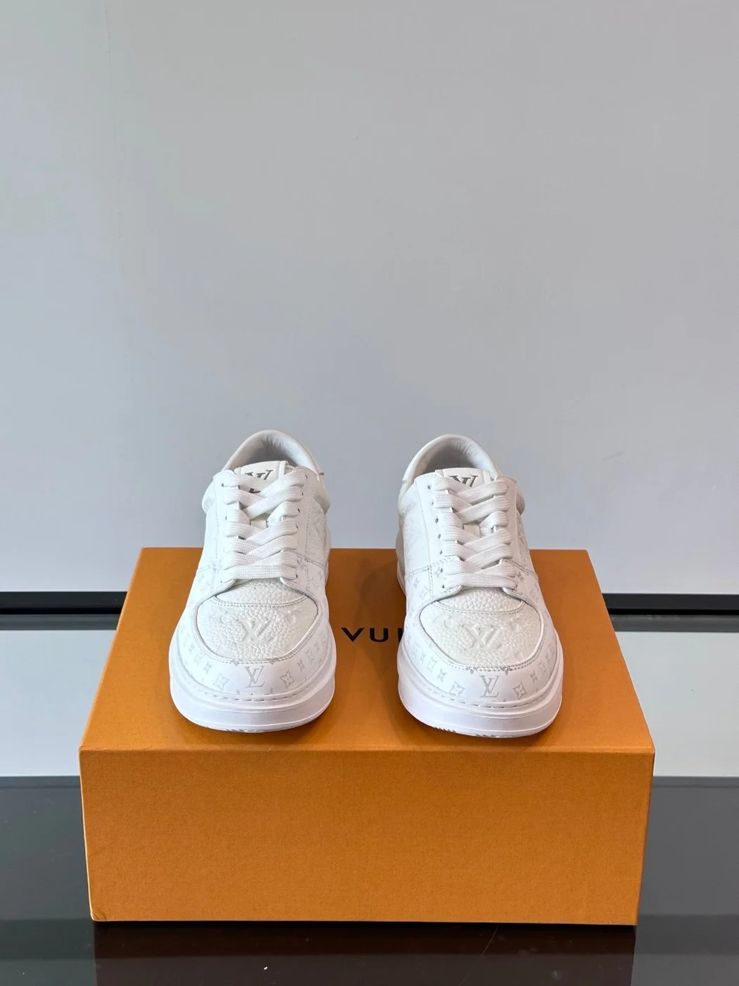 Louis Vuitton Men White Sneakers — Patterned Panels product view 2