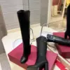 Valentino Women Black Leather High Heel Boots product view 6