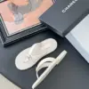 Chanel Women White Leather Thong Sandals product view 4