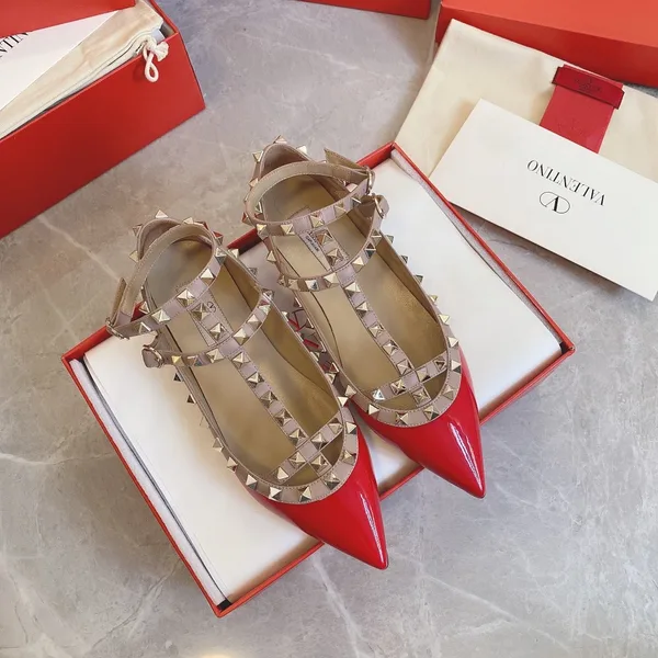Valentino Women Red Patent Leather Studded Flats product photo