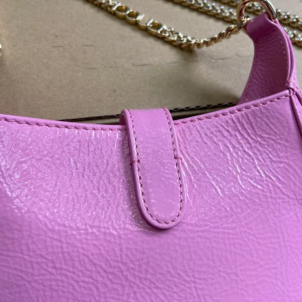 Gucci Jackie Notte Mini Bag 19 In Pink Cracked Lacquer Calfskin Gold Hardware product view 7