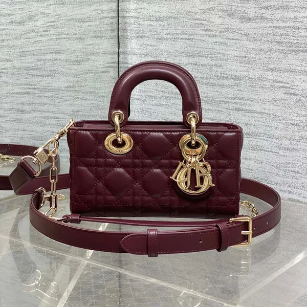 Dior Small Lady D‑Joy Bag 19 In Burgundy Gold Hardware product photo