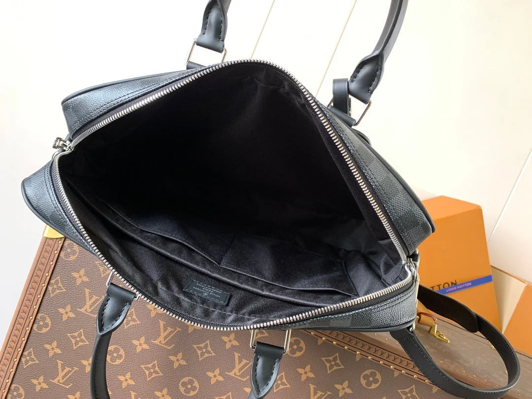 Louis Vuitton Checkered Briefcase Gray and Black product view 4