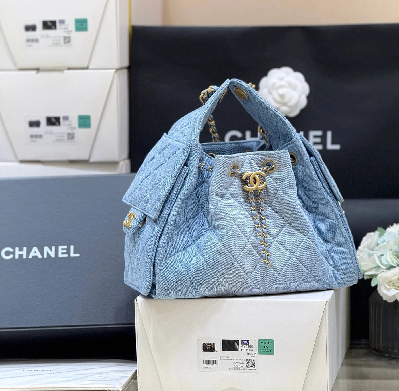 Chanel 25 Small In Blue 30 Denim Gold Hardware Bag product view 2